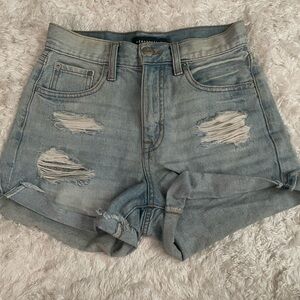 American Eagle Outfitters Light Blue Distressed Jean Shorts